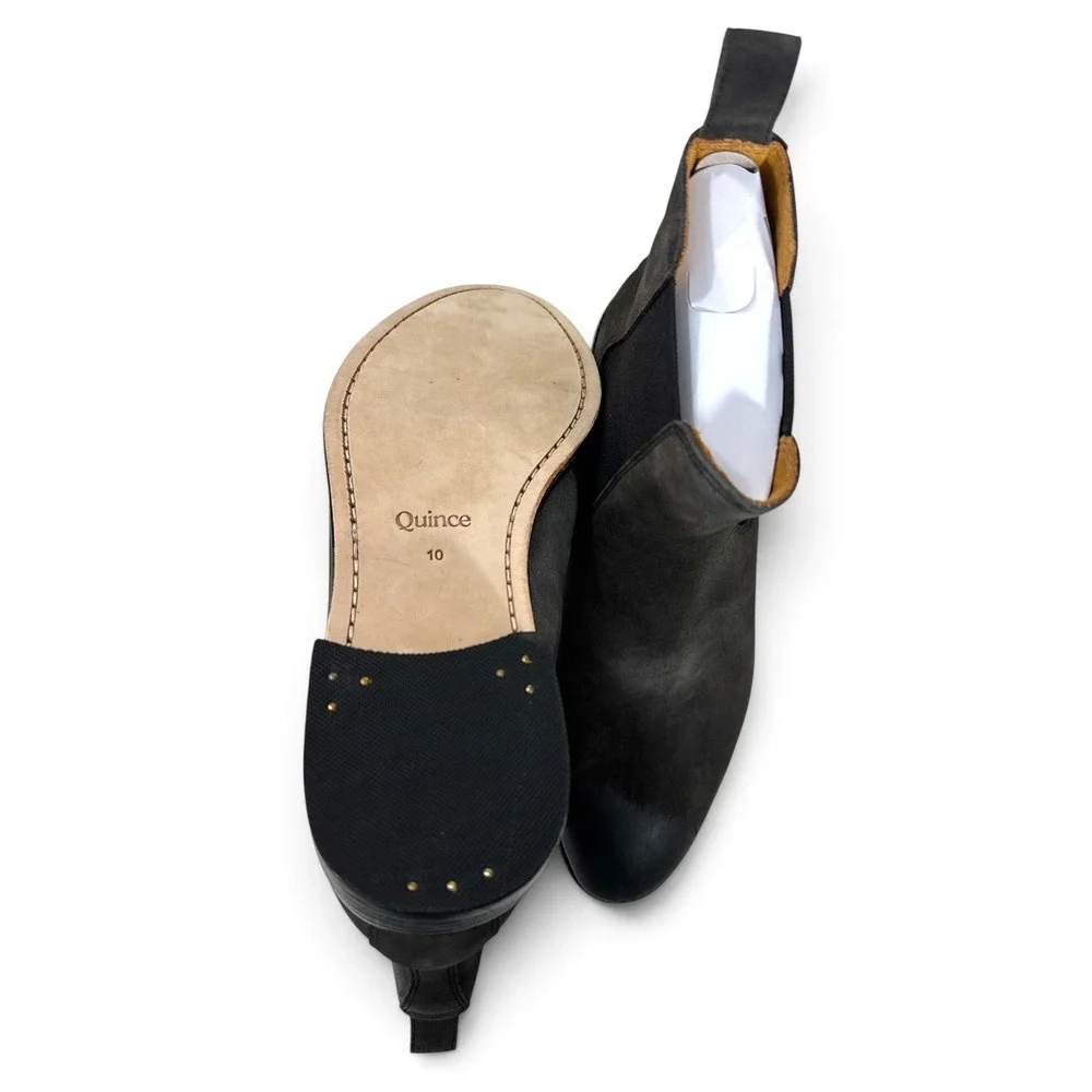 Quince Charcoal Calfskin Leather Dress Chelsea Boots USM 10 / Wm 11 Suede NIB